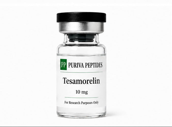 Tesamorelin 10mg — research peptide vial from Puriva Peptides